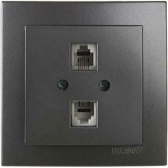Geyer Nilson Complete Double Telephone Socket Gray 24161041