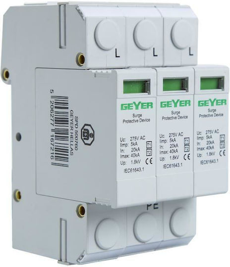 Geyer 3-Poles Inspired T2 / T1 Panel Lightning Protection 40kA 3P