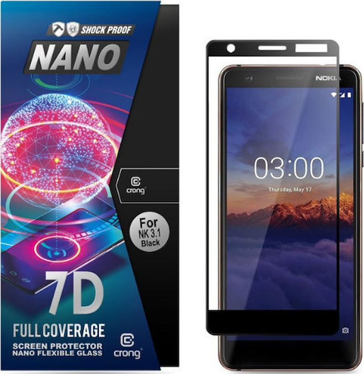 Crong 7D Nano Flexible Full Face Tempered Glass Black (Nokia 3.1)
