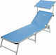 Brunner Marbella Foldable Aluminum Beach Sunbed Light Blue with Shader