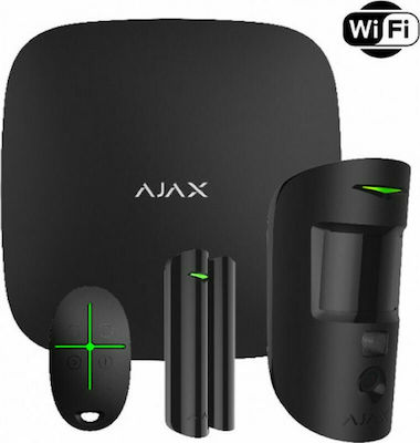 Ajax Systems StarterKit Cam Plus Ασύρματο Σύστημα Συναγερμού με Ανιχνευτή Κίνησης , Αισθητήρα Πόρτας , Τηλεχειριστήριο και Κέντρο (Wi-Fi) Black