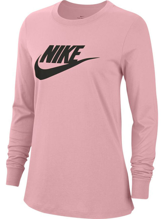 Nike Essential Feminină Sportivă Din bumbac Bluză Mânecă lungă Roz