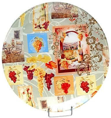 JK Home Decoration Dekorative Platte Rund Glas Mehrfarbig 1Stück 31x31x1cm