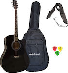 Jacky Jackson Semi-Akustik Gitarre 801CTV Bundle Ausschnitt Schwarz