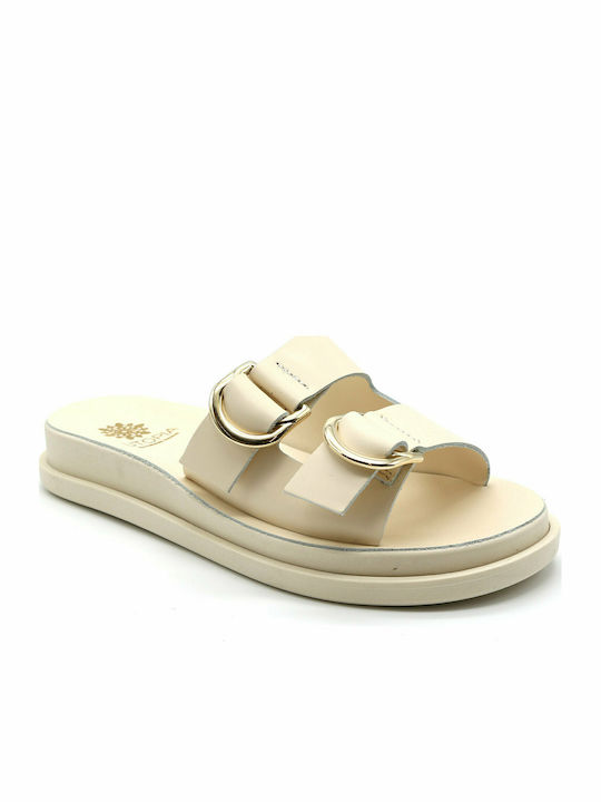 Utopia Sandals Leather Women's Flat Sandals Flatforms In White Colour