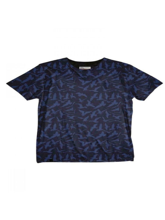 John Frank Herren T-Shirt Kurzarm Marineblau