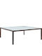 Outdoor Dinner Free Standing Table with Glass Surface and Rattan Frame Synthetic Ratan 200x200x74cm