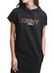 Summer Mini Athletic Dress Short Sleeve Hooded Black