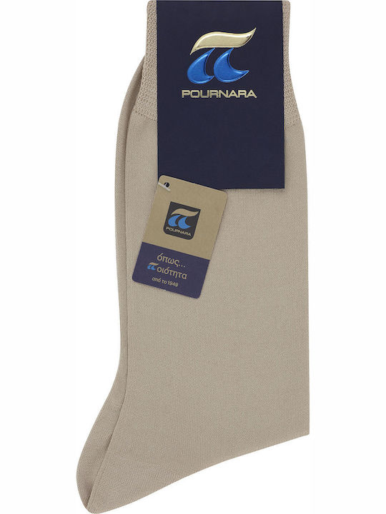 Pournara Ανδρικές Μονόχρωμες Κάλτσες Μπεζ 5Pack