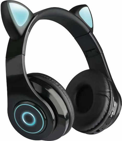 Cat Ear Led Fără fir Bluetooth Pentru copii On Ear Căști cu 10 ore de Funcționare Negre