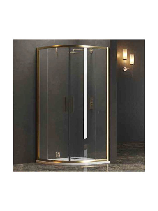 Karag Efe 200 Καμπίνα Ντουζιέρας Ημικυκλική με Ανοιγόμενη Πόρτα 90x90x190cm Clear Glass Oro