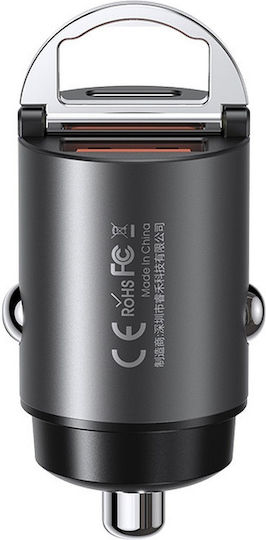 Remax Φορτιστής Αυτοκινήτου RCC110 30W 4.8A Γρήγορης Φόρτισης με Θύρες: 1xUSB 1xType-C Μαύρος