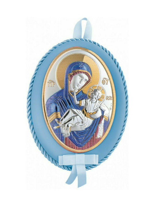 Prince Silvero Heilige Ikone Kinder Amulett mit der Jungfrau Maria Blue aus Silber MA-DM651-LCC