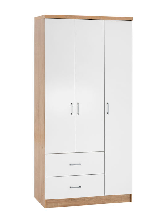 Dreifachtür Kleiderschrank Sonama - White 89x42...