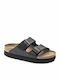 Arizona Grooved Birko-Flor Sandale Casual Damă Anatomici Flatforme Negre Fit Îngustă