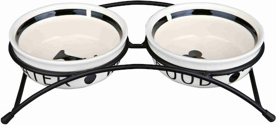 Trixie Ceramic Ceramic Bowl Food & Water for Dog & Cat with Base 2x 250ml 13cm in White Color 2pcs