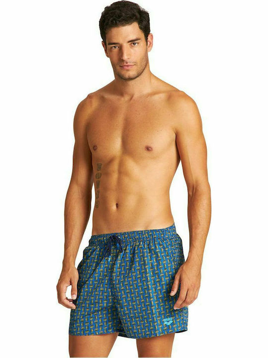 Arena Fundamentals Allover Herren Badehose Blau Drucken