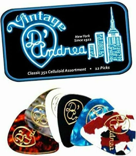 D'Andrea Πένες Κιθάρας Classic Celluloid Medium Pick Tins 351 Σετ 12τμχ