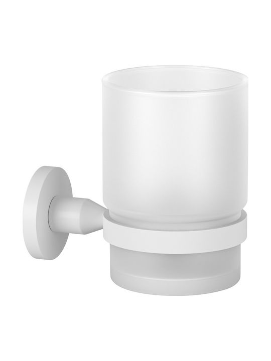 Verdi Omicron Glass Cup Holder Wall Mounted White Matt White Matt