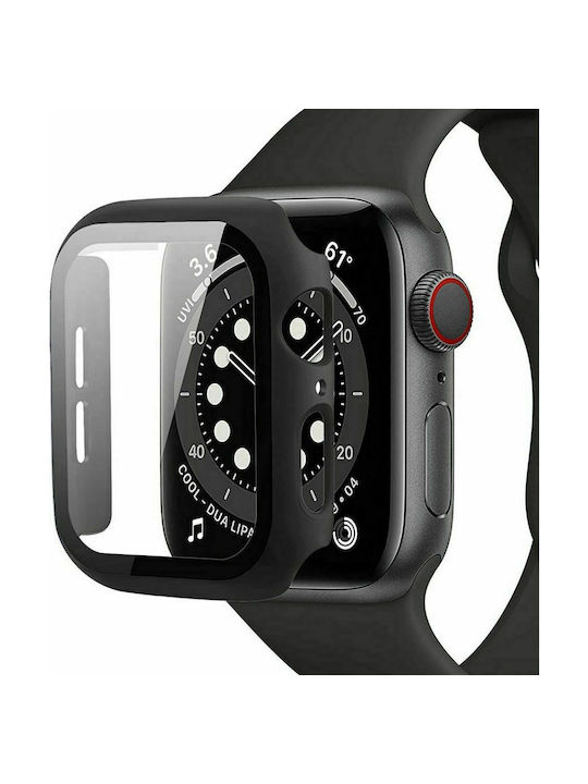 Tech-Protect Defense 360 Πλαστική Θήκη με Τζαμάκι σε Μαύρο χρώμα για το Apple Watch 44mm