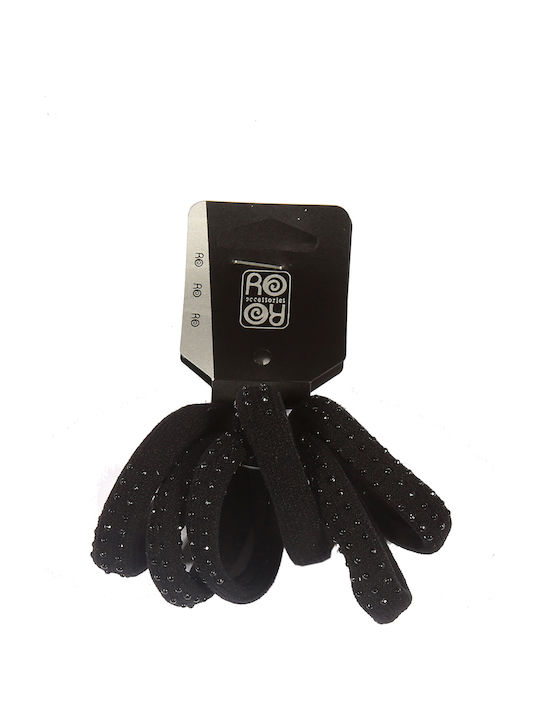 Ro-Ro Accessories Σετ Παιδικά Λαστιχάκια σε Μαύρο Χρώμα 6τμχ