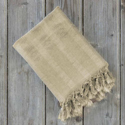 Nima Argos Beach Towel Pareo Beige with Fringes 150x95cm.