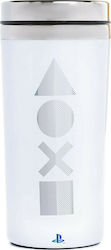 Paladone Playstation Travel Mug PS5 Glas Thermosflasche Rostfreier Stahl Weiß 450ml PP7927PS