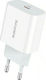 Borofone Charger Without Cable with USB-C Port 20W Whites (BA38A)