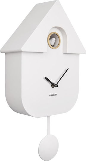 Karlsson Silent Wall Clock Plastic With Pendulum White 21.5x41cm
