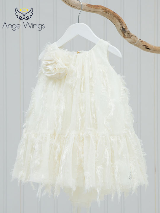 Angel Wings Delphine Rochie Albă de Botez din T...