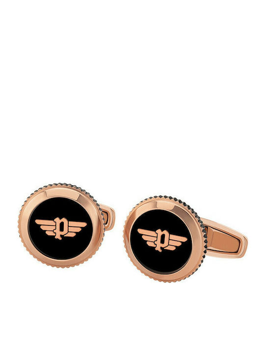 Police Cufflink from Steel In Black Colour