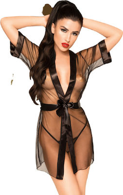 Penthouse Midnight Mirage Peignoir Sexy Robe Black