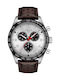 Tissot Ανδρικό Ρολόι 29.8mm Χρονογράφος Μπαταρίας με Καφέ Δερμάτινο Λουράκι