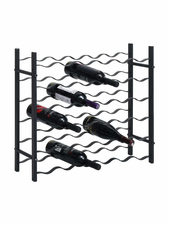 vidaXL Freistehend Flaschenhalter Metallisch für 36 Flaschen Schwarz 64x22x58.5εκ.