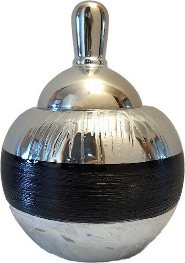 Karvounis Φοντανιέρα Ceramică cu Capac 15.5x15.5x19.5cm Argintiu