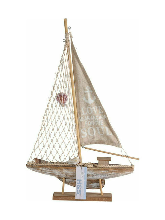 JK Home Decoration Vintage Wooden Miniature Ship 32x51cm