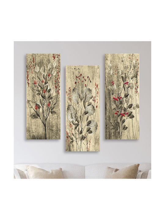 HomeMarkt Flowers Τρίπτυχος Πίνακας Ξύλινος 50x...