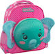 Must Elephant 3D School Bag Backpack Kindergarten Pink with Water bottle holder 8Liters