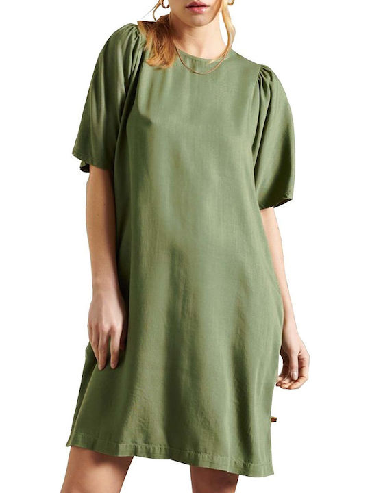 Superdry Tencel Summer Mini T-Shirt Dress Khaki