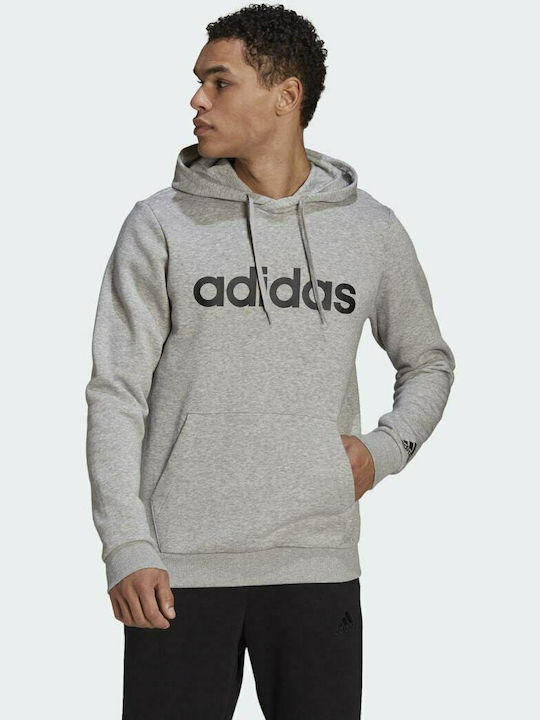 Adidas Essentials Linear Herren Sweatshirt Jacke mit Kapuze und Taschen Gray