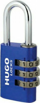 Hugo Locks PA20 Aluminum Padlock Brass Combination Blue 20mm 1pcs