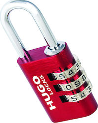 Hugo Locks PA40 Aluminum Padlock Brass Combination Red 40mm 1pcs