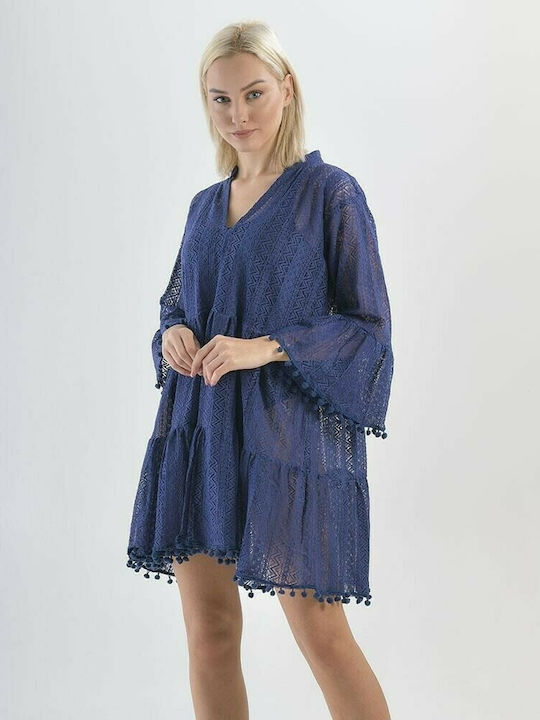 Ble Resort Collection Damen Mini Kleid Strand Blau