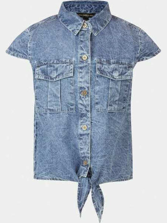 Kids One Color Shirt Sleeveless Denim Blue