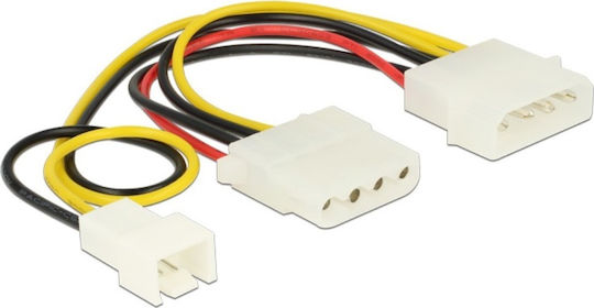 DeLock 4-Pin Molex - 3-Pin Fan / 4-Pin Molex Cable 0.145m Πολύχρωμο 83658