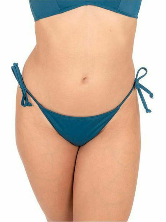 Bora Bora Bikini Slip with Laces Petrol Blue