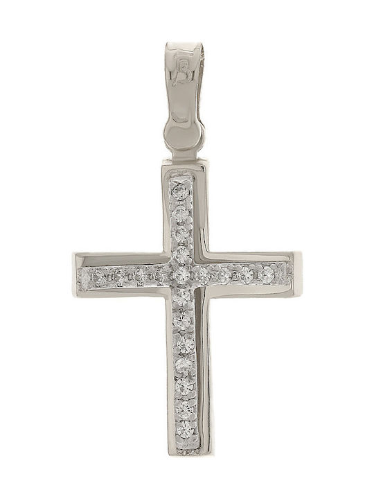 Q-Jewellery Women's White Gold Cross 9K