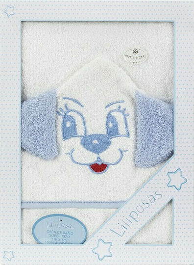 Interbaby Βρεφική Κάπα-Μπουρνούζι με Κουκούλα Pero Azul 100x100εκ.