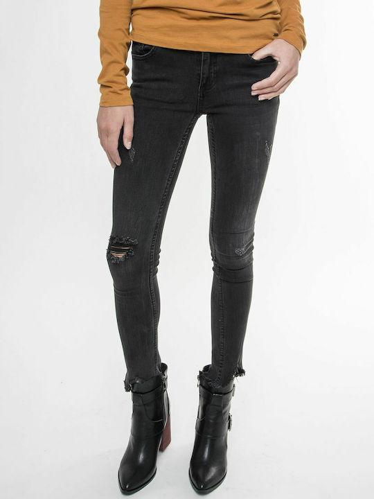 Damenjeans Mittelhohe Taille in Schlanker Passform Schwarz