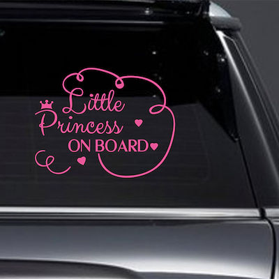 Semn Baby on Board cu Autocolant Little Princess Roz